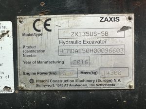 Hitachi 135 US-5B For Sale Plate
